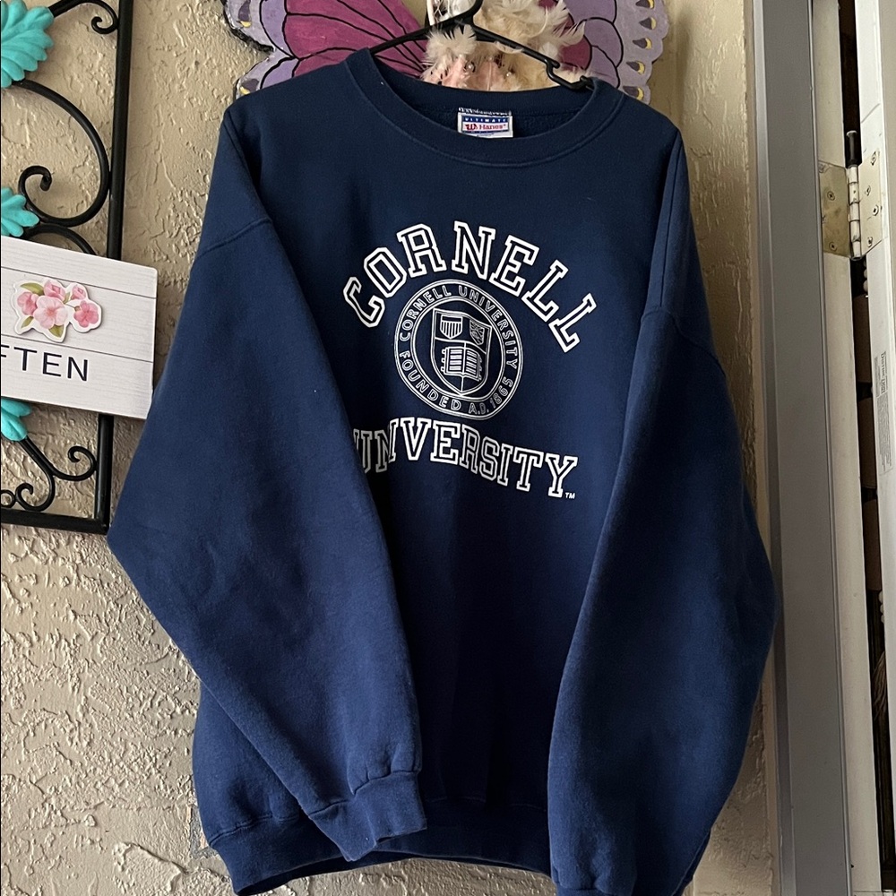 Hanes Cornell University Navy Crewneck Sweater
